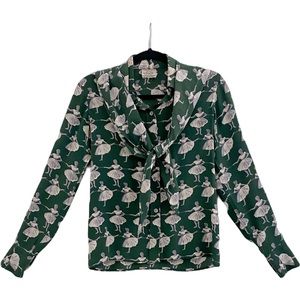Rare Green Valentino Ballerina Blouse w/ Scarf